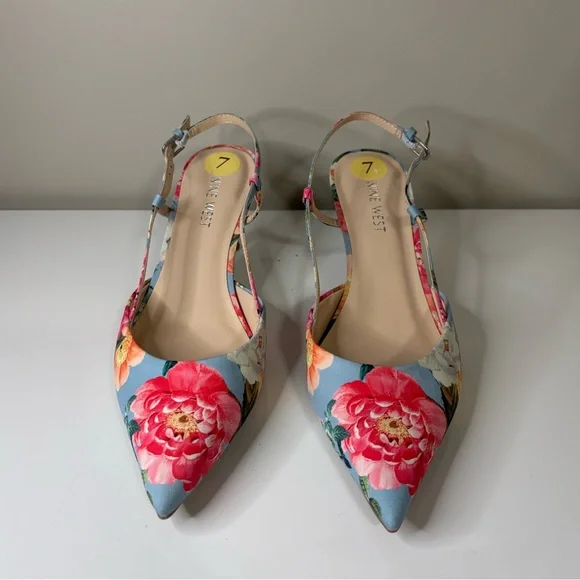 Nine West Renela Floral Slingback Kitten Heels - Picture 3 of 6